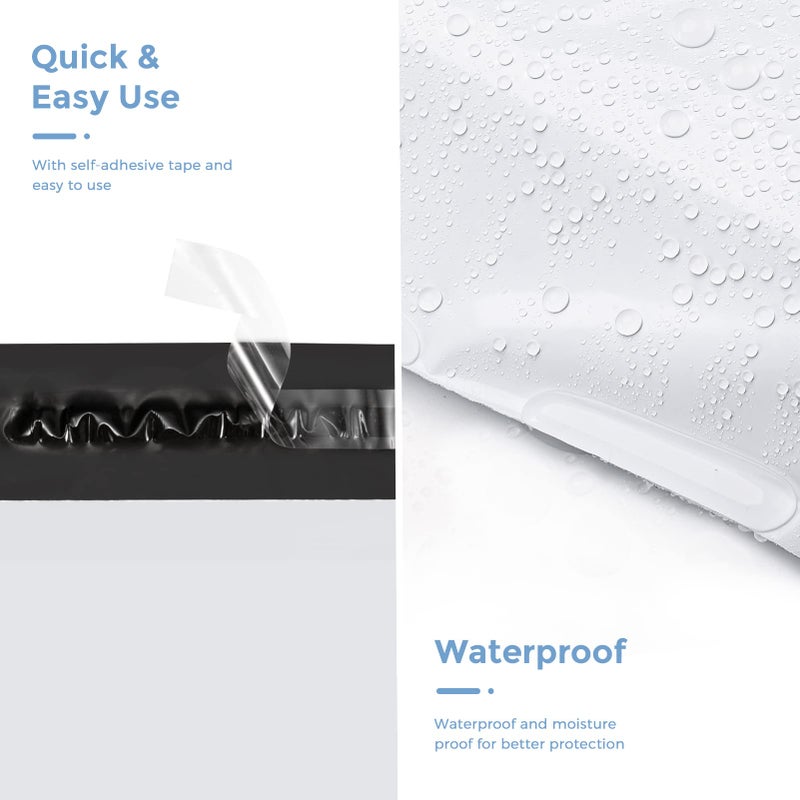 مترونيك Metronic Poly Mailers 9x12 200 حزمة أكياس شحن لاصقة قوية للملابس مغلفات شحن مقاومة للماء ومقاومة للتمزق أكياس بريدية بولي أكياس التعبئة والتغليف للشحن باللون الأبيض - Image 2